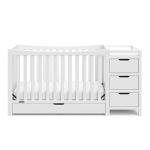 Graco Remi Convertible Crib with Drawer and Changer (White) - JPMA Certified, Attached Changing Table with 3 Drawers, 2 Shelves, and Water-Resistant Changing Pad by Storkcraft