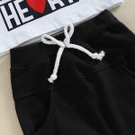 Toddler Baby Boy Valentines/St.Patrick's/Easter Summer Outfit Heart Letter Short Sleeve Top T-Shirt + Long Pants Clothes (Black, 0-6 Months) from Wrrkayly