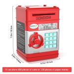 DoubleCare Electronic Piggy Bank for Kids, Money Bank with Password Cute Mini ATM Piggy Bank Coin Can, Auto Scroll Cash Safe Box, Great and Practical Birthday Gifts for Boys & Girls (Red) from 