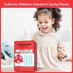 DoubleCare Electronic Piggy Bank for Kids, Money Bank with Password Cute Mini ATM Piggy Bank Coin Can, Auto Scroll Cash Safe Box, Great and Practical Birthday Gifts for Boys & Girls (Red) from 