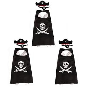 RioRand Cartoon Pirate Dress Up Satin Capes Cosplay Birthday Party Kids Costume 3pcs Black by RioRand