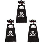 RioRand Cartoon Pirate Dress Up Satin Capes Cosplay Birthday Party Kids Costume 3pcs Black by RioRand