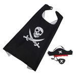RioRand Cartoon Pirate Dress Up Satin Capes Cosplay Birthday Party Kids Costume 3pcs Black by RioRand
