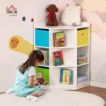 HOMCOM Wooden Kids Cabinet Freestanding Corner Storage Drawer Toys Clothes Books Organizer Dresser Children Bookcase Display Shelf Wardrobe for Bedroom with Anti-toppling Hardware Drawers, White by Aosom LLC