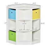 HOMCOM Wooden Kids Cabinet Freestanding Corner Storage Drawer Toys Clothes Books Organizer Dresser Children Bookcase Display Shelf Wardrobe for Bedroom with Anti-toppling Hardware Drawers, White by Aosom LLC