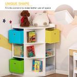 HOMCOM Wooden Kids Cabinet Freestanding Corner Storage Drawer Toys Clothes Books Organizer Dresser Children Bookcase Display Shelf Wardrobe for Bedroom with Anti-toppling Hardware Drawers, White by Aosom LLC