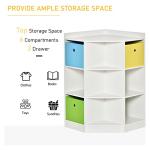 HOMCOM Wooden Kids Cabinet Freestanding Corner Storage Drawer Toys Clothes Books Organizer Dresser Children Bookcase Display Shelf Wardrobe for Bedroom with Anti-toppling Hardware Drawers, White by Aosom LLC