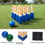 Hey! Play! Backyard Lawn Bowling Game â Indoor and Outdoor Family Fun for Kids and Adults â 10 Wooden Pins, 2 Balls, and Mesh Carrying Bag (8-Inch) from Trademark Global