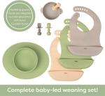Baby Led Weaning Feeding Supplies for Toddlers - UpwardBaby Baby Feeding Set - Suction Silicone Baby Bowl - Self Eating Utensils Set with Spoons, Bibs, Placemat - Dishwasher-Safe Infant Food Plate Kit by UpwardBaby