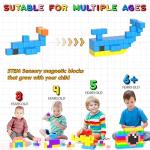 54 PCS Magnetic Blocks, Large Magnetic Building Blocks for Toddlers, Montessori Toys, Magnetic Cubes, Preschool STEM Educational Construction Sensory Magnet Toys for Kids Boys and Girls by Apluses