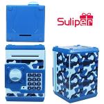 Suliper Electronic Piggy Bank Code Lock for Kids Baby Toy, Mini ATM Safe Coin Cash Banks Real Money Saving Box with Password, Auto Money Scroll for Children,Boys Girls Birthday Gift (Camouflage Blue) from Suliper