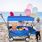 Foldable into Bag Travel Wagon Stroller for 2 Kids & Cargo Collapsible Toddler Wagon with Removable Canopy Adjustable 5-Point Harness Lightweight Carry-on Stroller for Airplane by CLGrich