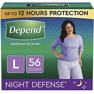 Depend Night Defense Incontinence Underwear for Women, Disposable, Overnight, Large, Blush, 56 Count (4 Packs of 14) (Packaging May Vary) by Kimberly-Clark Corp.