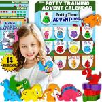 LIL ADVENTS Potty Time Adventures Potty Training Game - 14 Wood Block Toys, Chart, Activity Board, Stickers and Reward Badge for Toilet Training, Dinosaurs from Lil Advents