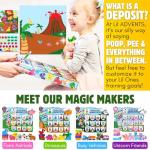 LIL ADVENTS Potty Time Adventures Potty Training Game - 14 Wood Block Toys, Chart, Activity Board, Stickers and Reward Badge for Toilet Training, Dinosaurs from Lil Advents