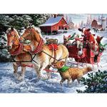 Bits and Pieces - 300 Piece Jigsaw Puzzle for Adults 18" x 24" - Taking A Ride - 300 pc Horse and Buggy, Farm Animal Winter Scene Jigsaw by Artist Larry Jones from Melville Direct