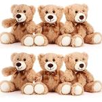 HyDren 6 Pcs Bear Stuffed Animal Plush Toys 10-14 Inch Soft Bear Plush Dolls Shaggy Bear Sleeping and Playing Toys for Baby Shower Decorations Boys and Girls (Light Brown, Long Plush) by HyDren