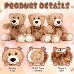 HyDren 6 Pcs Bear Stuffed Animal Plush Toys 10-14 Inch Soft Bear Plush Dolls Shaggy Bear Sleeping and Playing Toys for Baby Shower Decorations Boys and Girls (Light Brown, Long Plush) by HyDren