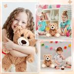 HyDren 6 Pcs Bear Stuffed Animal Plush Toys 10-14 Inch Soft Bear Plush Dolls Shaggy Bear Sleeping and Playing Toys for Baby Shower Decorations Boys and Girls (Light Brown, Long Plush) by HyDren