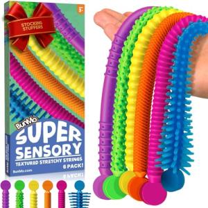 Fidget Toys and Sensory Toys by BUNMO - Textured Stretchy Strings and Super Sensory Fidget Toys. Fidget Toys for Adults and Kids - 6 Pack from BUNMO