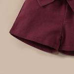 Kucnuzki Toddler Baby Girl Clothes Summer Outfits Ruffle Sleeveless Linen Shirt Kid Short Set for Girl (2T / 3T, Y Maroon) from Kucnuzki