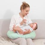 Nursing Pillow with Slipcover for Baby Boys and Girls, Breast Feeding Pillows with Pillowcase for Breastfeeding, Bottle Feeding, Baby Support with Removable Nursing Pillow Cover (Green) from QUENESS