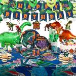 Dinosaur Birthday Party Supplies Kit For Boys, Jurassic World Party Decorations - 20 Guests- Include Dino Plates Cups Napkins Banner Cutlery Balloons Tablecloth Straws Toppers from VINFO