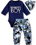 Preemie Baby Boys Clothes Mamas Boy Romper Camo Pants Outfit Fall Winter Clothing Set (Blue, Preemie) by 