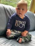 Preemie Baby Boys Clothes Mamas Boy Romper Camo Pants Outfit Fall Winter Clothing Set (Blue, Preemie) by 