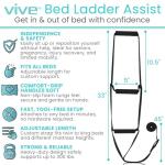 Vive Bed Ladder Assist - Pull Up Assist Device with Handle Strap - Rope Ladder Caddie Helper - Sitting, Sit Up Hoist for Elderly, Senior, Injury Recovery Patient, Pregnant, Handicap - Padded Hand Grip by Vive Health