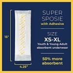 Super Sposie Booster Pads for Overnight Diapers and Youth Incontinence, Maximum Absorbency to Stop Nighttime Diaper Leaks, Extra Protection for Daytime Use, with Adhesive from Sposie