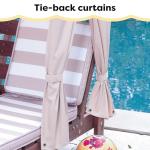 KidKraft Double Chaise Lounge with Cup Holders, Kids Outdoor Furniture, Espresso with Oatmeal and White Striped Fabric ,Gift for Ages 3-8 from KIDKRAFT (DropShip)