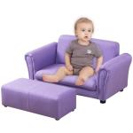 Kid Couch/Wooden Frame 2-Seater Children Chair with Big Ottoman/Toddler Couch with Two Color Joint Linen Fabric/Kid Sofa Furniture for 0-4 Years Kid Bedroom for Business Gift(Purple) by baby furniture