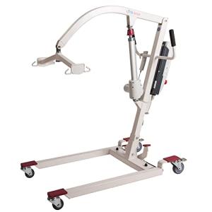 Hi-Fortune Patient Lift Electric Unfoldable Hydraulic Body Transfer for Home Use Seniors Easy-Assembly and Heavy-Duty, Battery-Powered with Low Base, 400lb Weight Capacity with Medium U-Sling, White from Hi-Fortune