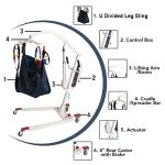 Hi-Fortune Patient Lift Electric Unfoldable Hydraulic Body Transfer for Home Use Seniors Easy-Assembly and Heavy-Duty, Battery-Powered with Low Base, 400lb Weight Capacity with Medium U-Sling, White from Hi-Fortune