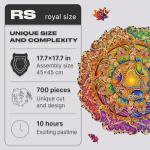 UNIDRAGON - Wooden Jigsaw Puzzles - Royal Size - 17.7" x 17.7" - 45 x 45 cm - 700 pcs - in a Beautiful Gift Package - Best Gift for Adults and Kids - Mandala Inexhaustible Abundance by Walt LLC