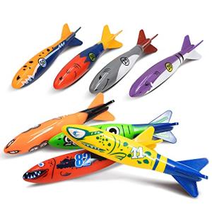 Novelty Place 8 Pack Torpedo Bandits Diving Toy Rockets - Swimming Pool Underwater Game for Kids and Adults - Shark Design 8 Colors from Novelty Place