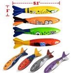 Novelty Place 8 Pack Torpedo Bandits Diving Toy Rockets - Swimming Pool Underwater Game for Kids and Adults - Shark Design 8 Colors from Novelty Place