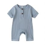 Summer Baby Boy Girl 2 Pack Solid Romper Short Sleeve One Piece Jumpsuit Clothes Sets Light Green & Blue 9-12 Months from 