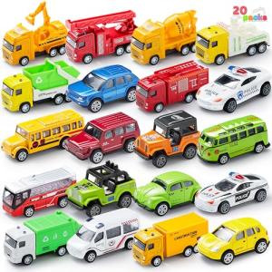 JOYIN 20 Piece Pull Back Cars, Die Cast Metal Toy Cars, Vehicle Set for Toddlers, Kids Play Cars, Matchbox Cars for Girls and Boys, Child Party Favors, Kids Best Gifts by Joyin Inc