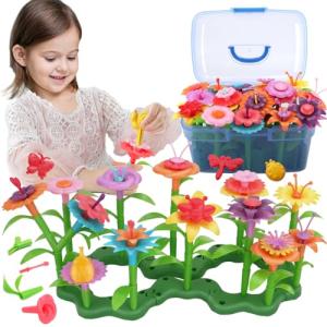 BIRANCO. Flower Garden Building Toys - Build a Bouquet Floral Arrangement Playset for Toddlers and Kids Gifts Age 3, 4, 5, 6 Year Old Girls, Educational STEM Toy (120 PCS) from TongShang