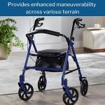 McKesson Rollator Walker with Seat and Wheels, Steel, 300 lbs Weight Capacity, Blue, 1 Count by McKesson Brand