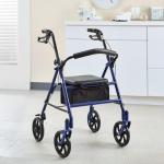 McKesson Rollator Walker with Seat and Wheels, Steel, 300 lbs Weight Capacity, Blue, 1 Count by McKesson Brand
