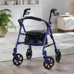 McKesson Rollator Walker with Seat and Wheels, Steel, 300 lbs Weight Capacity, Blue, 1 Count by McKesson Brand