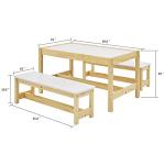 MUSEHOMEINC Kids Activity Table and Bench Set,Drawing and Painting Table for Study,Arts,Craft and Dining.3 in 1 Todder Play Table and Chair Set,Wooden Playroom and Learning Furniture by MUSEHOMEINC
