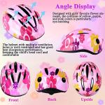 Kids Helmet Adjustable with Sports Protective Gear Set Knee Elbow Wrist Pads for Toddler Ages 4 to 10 Years Old Boys Girls Cycling Skating Scooter Helmet - (Pink Sun Flower) from Lamsion