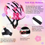 Kids Helmet Adjustable with Sports Protective Gear Set Knee Elbow Wrist Pads for Toddler Ages 4 to 10 Years Old Boys Girls Cycling Skating Scooter Helmet - (Pink Sun Flower) from Lamsion