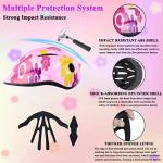 Kids Helmet Adjustable with Sports Protective Gear Set Knee Elbow Wrist Pads for Toddler Ages 4 to 10 Years Old Boys Girls Cycling Skating Scooter Helmet - (Pink Sun Flower) from Lamsion