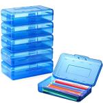 6 Pack Pencil Box, Sooez School Box, Hard Pencil Boxes for School Supplies Bulk, Large Plastic Pencil Case with Lid, Clear Pencil Container, Stackable School Box Crayon Boxes Bulk for Kids by Sooez