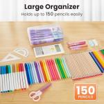 6 Pack Pencil Box, Sooez School Box, Hard Pencil Boxes for School Supplies Bulk, Large Plastic Pencil Case with Lid, Clear Pencil Container, Stackable School Box Crayon Boxes Bulk for Kids by Sooez